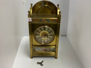 lot 2 image: Antique French Medaille de Bronze L Marti Mantel Clock With Victorian design. (Has Key)