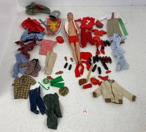 lot 14 image: 1950s Vintage Ken Doll Painted Hair with Football Uniform and clothes