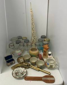lot 17 image: Vintage Group Including Lightning Rod, Ball Canning Jars, Nemadji Pottery vase and more.