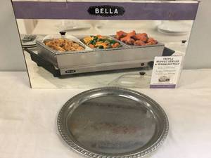 lot 41 image: Bella Triple Buffet Server and Warming Tray and Serving Tray