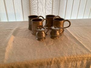 lot 17 image: Hand Hammered Metal Mugs