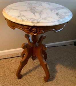 lot 51 image: Antique Marble-Top Side Table