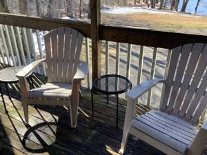 lot 101 image: Adirondack chairs and 2 metal side tables