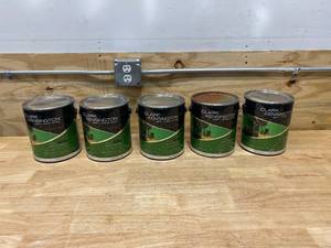 lot 74 image: CLARK  KENSINGTON Lot of 5-  Satin Enamel-Premium Interior-PaintPrimer in One-Designer White (1 Gal. ea)