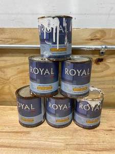 lot 80 image: ROYAL Lot of 6 Cans of- Latex WallTrim Paint- Semi Gloss- Paint and Primer in One