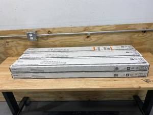 lot 23 image: LITHONIA LIGHTING Lot of 6-  3348 Lighting Two-Light Fluorescent Ceiling Fixture, White,4-feet (Direct Wire)
