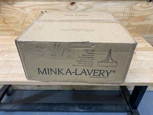 lot 10 image: MINKA LAVERY Shadowglen 3-Light Lathan Bronze Drum Pendant