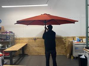lot 156 image: HAMPTON BAY 9 ft. Aluminum Tilt Patio Umbrella in Chili