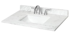 lot 202 image: Ariston Natural Marble Undermount Bathroom Vanity Top Actual 31-in x 22-in, NMB231-ARI