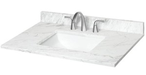lot 205 image: Ariston Natural Marble Undermount Bathroom Vanity Top 37-in x 22-in NMB237-ARI.