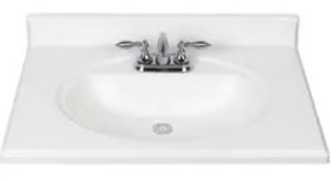 lot 206 image: 31 in. x 22 in. White White Cultured Marble Integral Single Sink Bathroom Vanity Top.