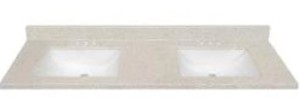 lot 208 image: 61 in. x 22 in. Dune Solid Surface Integral Double Sink Bathroom Vanity Top, SQ261D-DUN3.