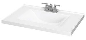 lot 210 image: White Cultured Marble Integral Bathroom Vanity Top 31-in x 22-in, LS231-WHT