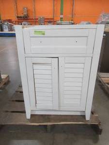 lot 219 image: Westlake 24-in x 19 in. White Single Sink Bathroom Vanity Cabinet, C42124TD-SS - Scratch and Dent, No Top.