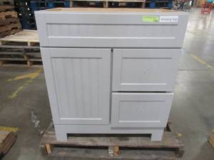 lot 233 image: Style Selections Ellenbee 30.5-in Gray Single Sink Bathroom Vanity Cabinet, C21J30D-SS - Scratch and Dent.
