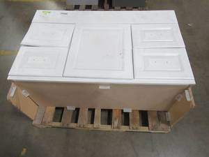 lot 236 image: 48-in x 22-in. White Bathroom Vanity Cabinet, V38149-PS - Scratch and DentCracks, No Top.