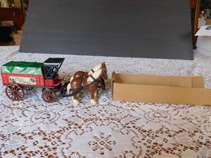 1992 ERTL Metal Jim Beam Happy Holidays Horse & wagon Bank