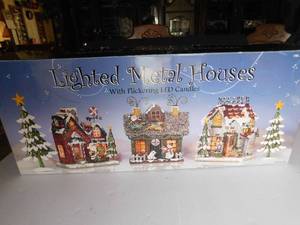 Lighted Metal Village Houses