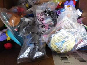 Box of Mcdonald toys
