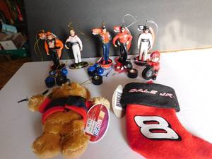 18 Nascar ornaments and Dale Earnhardt Mini stocking