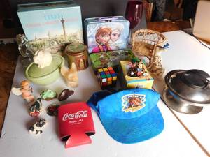 Box of tins, Camel Cap, Nic Nacs, Bunny Dish, Rubicks Cube ands Much More