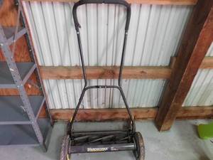 Yardworks Push Mower and 2-4ft Wood Ladders