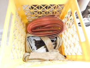 crate Full of Semi Tie Down Straps with extra strapping