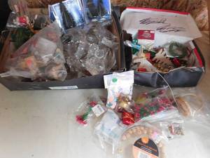 3 Boxes of Craft items Gourds, Beads, Containers, Plastic Chime pieces and misc.