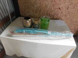 1 Brass Vase and 2 other Vases and Mitsuma Branches