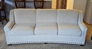 Elegant Neutral Colored Curved Sofa by King Hickory