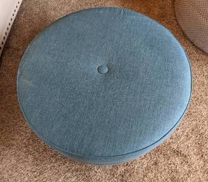 Bright Blue Upholstered Ottoman