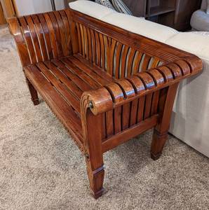 Large and Lovely Ornate Wooden Bench