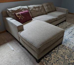 Neutral Colored Sofa with Reversible Chaise