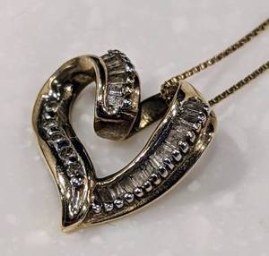 14K Gold and Diamond Pendant and Chain