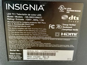 Insignia 38 Inch TV with Remote