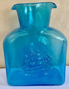 Vintage Blenko Vase with Embossed Sailing Ship