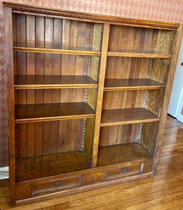 Vintage Double Bookshelf with Adjustable Shelves