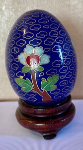 Cloisonn Egg with Wooden Stand