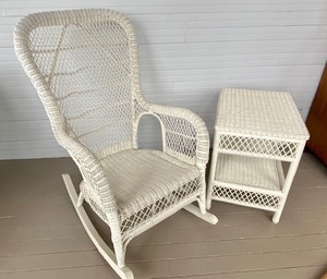 Charming Vintage Rocking Chair and Coordinating Accent Table