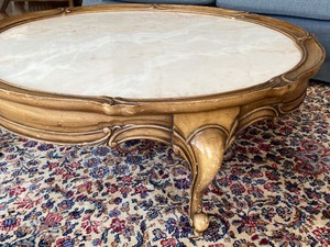 Vintage Marble Top Scalloped Edge Coffee Table