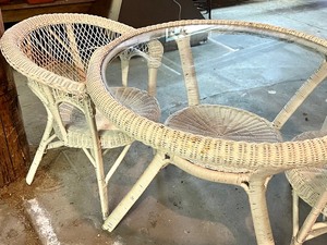 Lovely Vintage Wicker Three Piece Patio Set