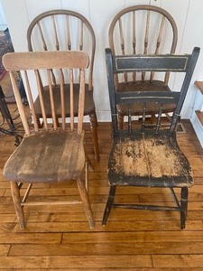 Collection of Four Vintage Wooden Chairs