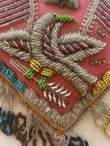 Vintage Beaded Heart Shaped Cushion
