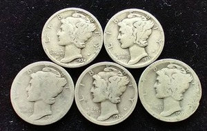 5 Mercury Dimes
