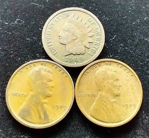1909 3 Coin Penny Set - Includes VDB