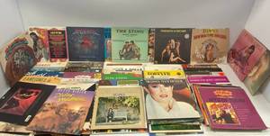 lot 13 image: Group of Vintage RPM Records And Vintage Record Player.