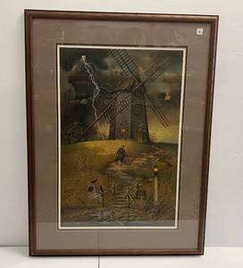 lot 100 image: Framed Charles Wysocki Print Titled (Wednesday Night Checkers)
