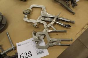 lot 628 image: Lot of (3) 5-12 (x1), 3 (x2) Pocket Screw Face Frame Vise Grips