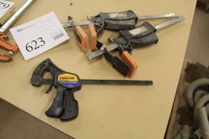 lot 623 image: Lot of (3) 17x4 (x2), 13x3 (x1) Bar Clamps