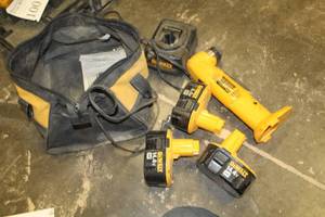 lot 99 image: DeWalt DW966 38 VSR 14.4V Right Angle DrillDriver, Batteries (x3), Charger, Case